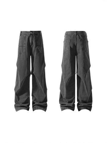 Traperice u američkom stilu s plisama za muškarce, jedinstven dizajn, svestrane, opuštenog kroja, vintage stil, široke nogavice