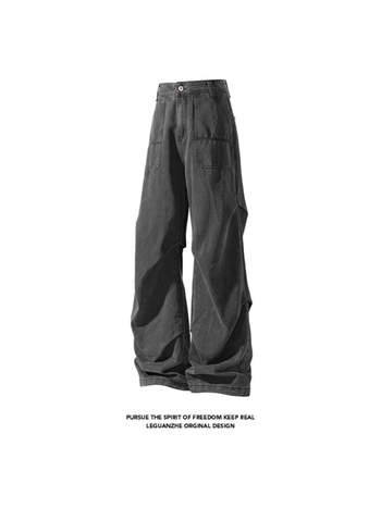 Traperice u američkom stilu s plisama za muškarce, jedinstven dizajn, svestrane, opuštenog kroja, vintage stil, široke nogavice