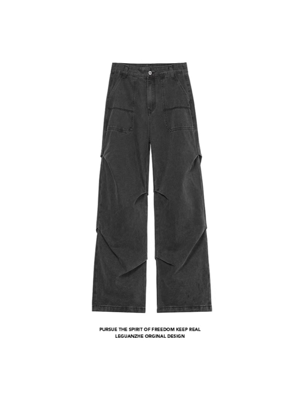 Traperice u američkom stilu s plisama za muškarce, jedinstven dizajn, svestrane, opuštenog kroja, vintage stil, široke nogavice