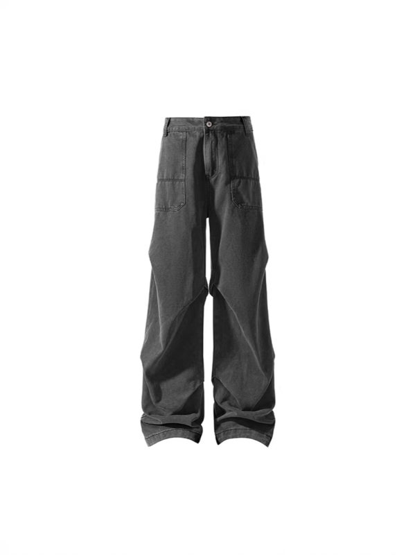 Traperice u američkom stilu s plisama za muškarce, jedinstven dizajn, svestrane, opuštenog kroja, vintage stil, široke nogavice
