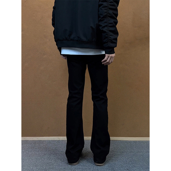 Cleanfit Fekete Willow Leaf Curved Knife férfiaknak, ősz, magas derekú, egyenes szárú denim nadrág