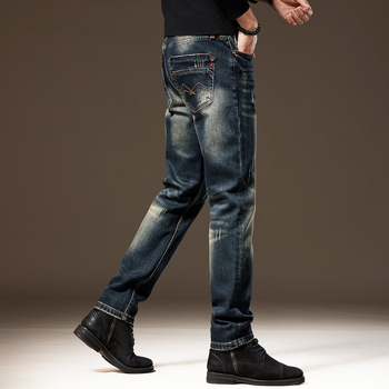 Muške traperice Slim-Fit s ravnim krojem, vintage isprane, teški denim, američka klasična