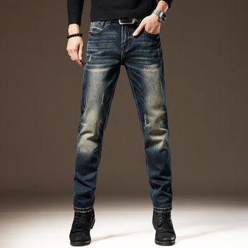 Muške traperice Slim-Fit s ravnim krojem, vintage isprane, teški denim, američka klasična
