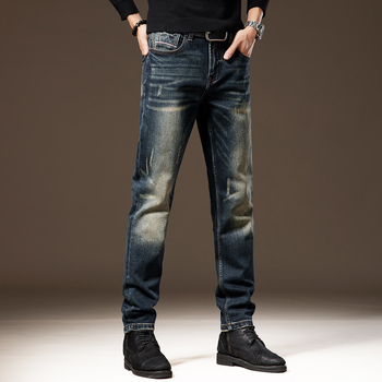 Muške traperice Slim-Fit s ravnim krojem, vintage isprane, teški denim, američka klasična