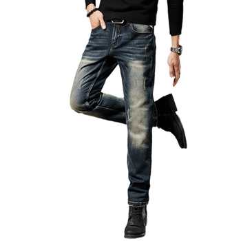 Muške traperice Slim-Fit s ravnim krojem, vintage isprane, teški denim, američka klasična