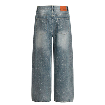 L821 Uniszex denimnadrág, amerikai High Street stílus, retro dizájn gyémántmosott kék, laza szabású
