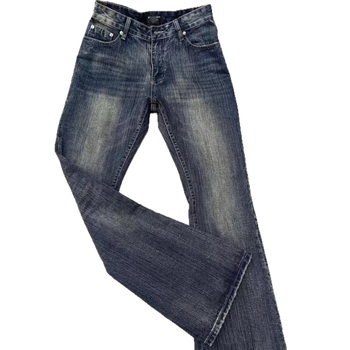Mosott vintage denim nadrág bambuszcsíkokkal, férfiaknak – karcsú szabás, hosszú szárú, enyhe bővülés