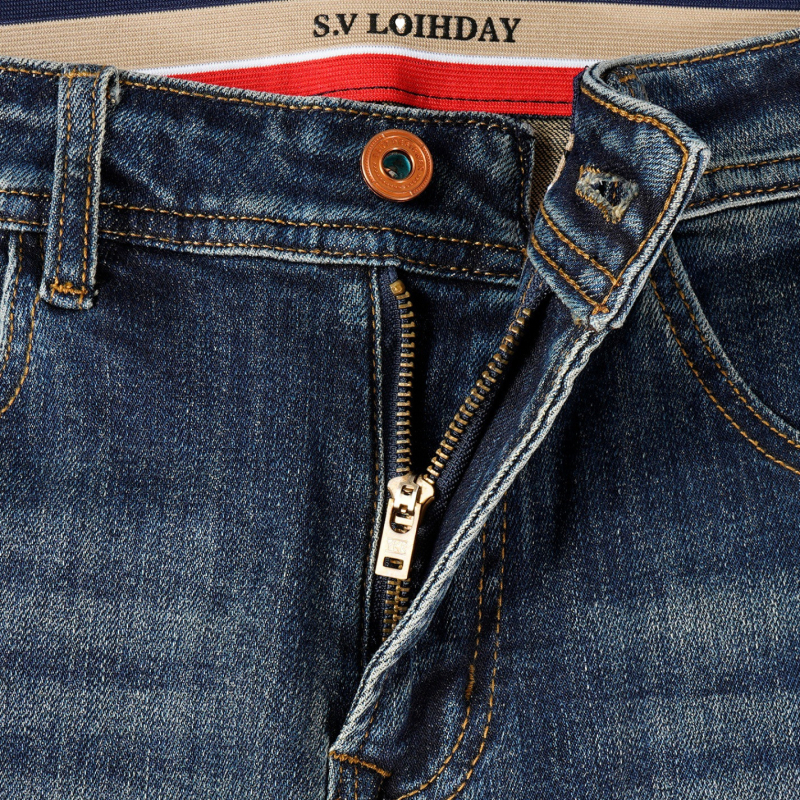 Férfi farmer denim hímzett mintával és nyomtatással, slim fit, szűk lábszárú, mindennapi és sokoldalú hosszú nadrágok ősz 2025