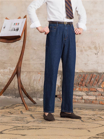 Férfi elasztikus farmer denim, Slim Straight szabás, cropped hossz, egyszínű őszi modell