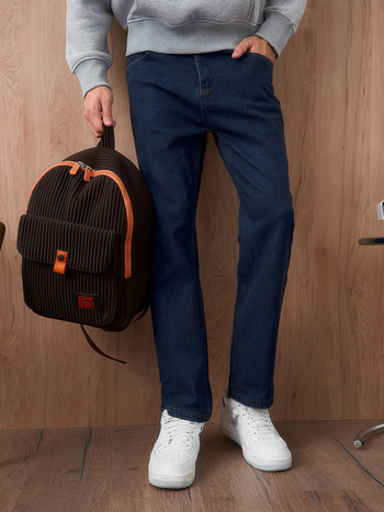 Férfi elasztikus farmer denim, Slim Straight szabás, cropped hossz, egyszínű őszi modell