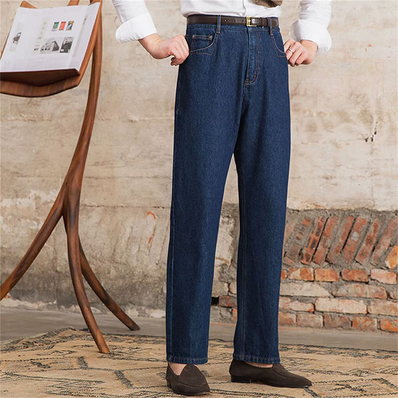 Férfi elasztikus farmer denim, Slim Straight szabás, cropped hossz, egyszínű őszi modell