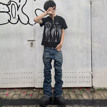 Férfi farmernadrág tavasz-ősz, plusz méret, magas elasztikusság, slim fit, egyenes szár, mikro-flare