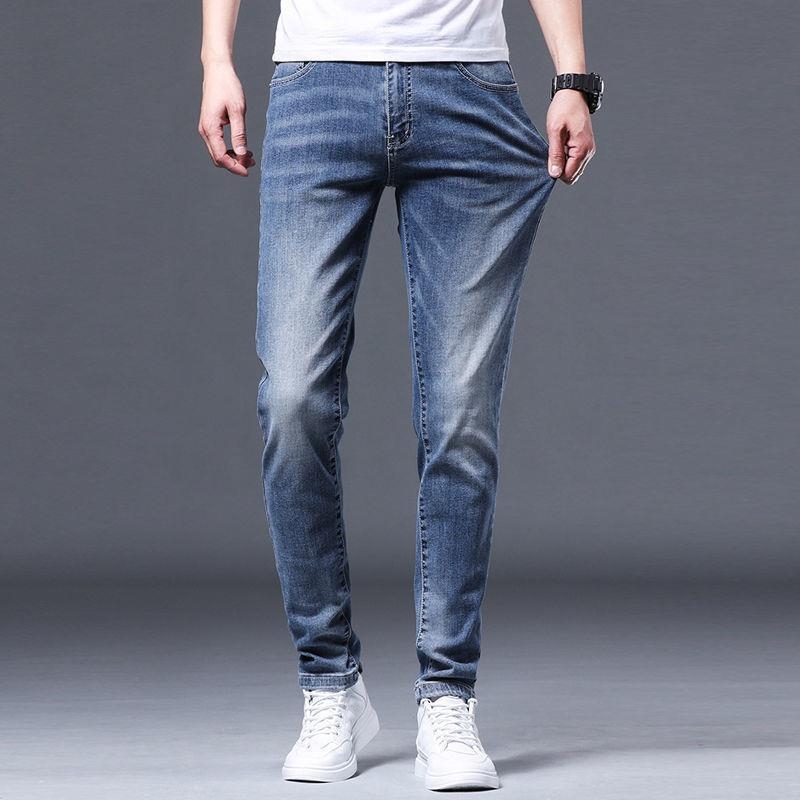 Férfi slim-fit farmernadrág, elasztikus és puha, sokoldalú, egyenes szabású, mindennapi viselet