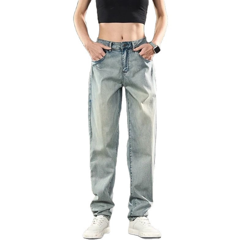 Tavaszi férfi farmer, egyenes szabású, retro, mindennapi, légáteresztő, stílusos, sokoldalú, slim-fit