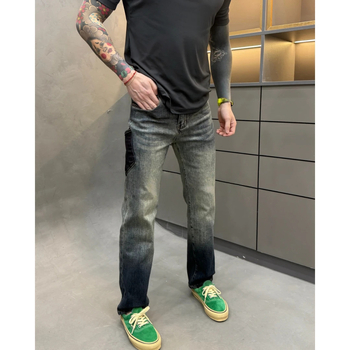 Férfi tavaszi farmer: új divat, kényelmes, sokoldalú gradient effekt, Slim-Fit, egyenes szárú