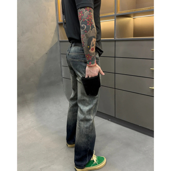 Férfi tavaszi farmer: új divat, kényelmes, sokoldalú gradient effekt, Slim-Fit, egyenes szárú