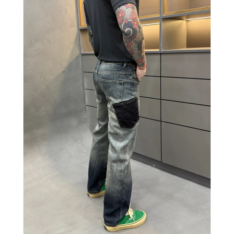 Férfi tavaszi farmer: új divat, kényelmes, sokoldalú gradient effekt, Slim-Fit, egyenes szárú