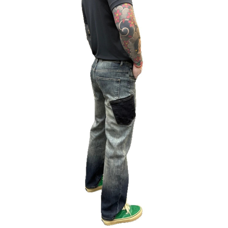 Férfi tavaszi farmer: új divat, kényelmes, sokoldalú gradient effekt, Slim-Fit, egyenes szárú