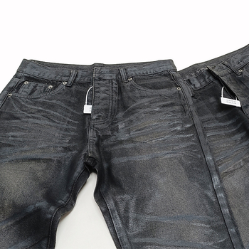 Ghost Claw Fekete viaszosított farmer – Slim straight szabás, Macska bajusz részlet