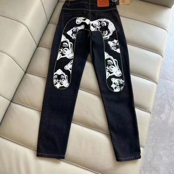 Slobodno krojene retro denim sportske hlače s otiskom, korejskog stila