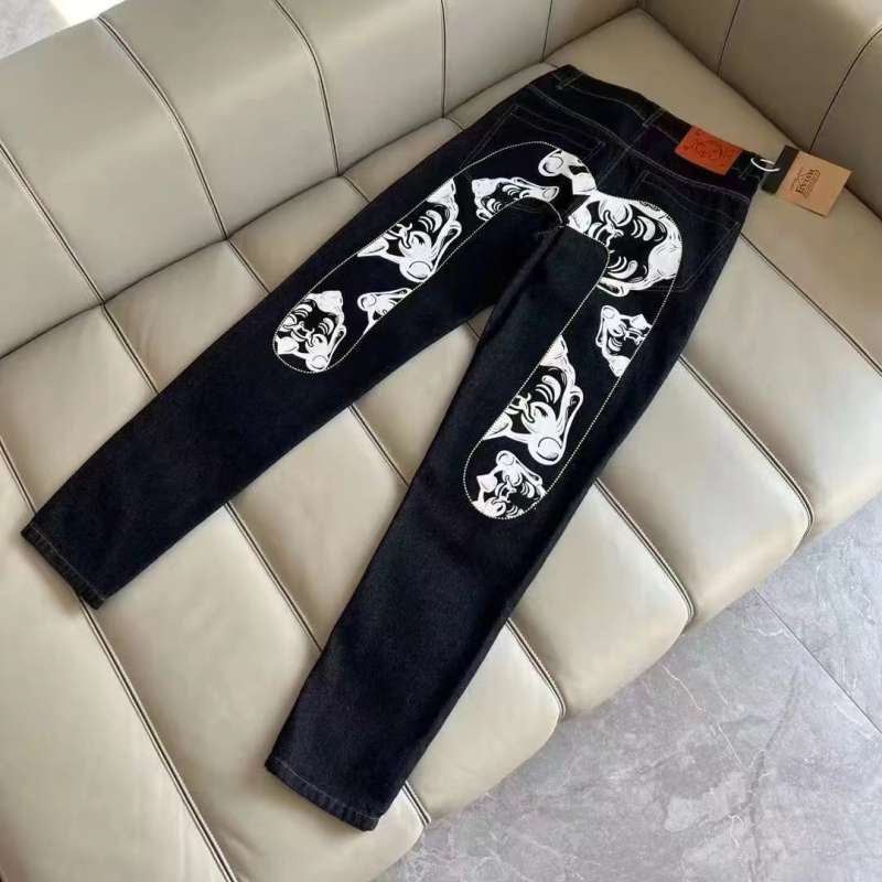 Slobodno krojene retro denim sportske hlače s otiskom, korejskog stila