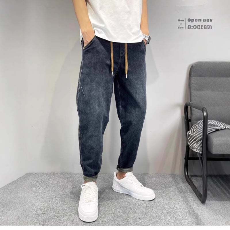 Muške traperice u američkom stilu, elastične, slim-fit krojenje, vintage isprano, svakodnevne casual hlače s dozom luksuza