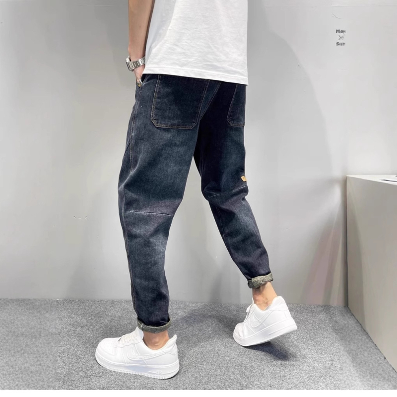 Muške traperice u američkom stilu, elastične, slim-fit krojenje, vintage isprano, svakodnevne casual hlače s dozom luksuza