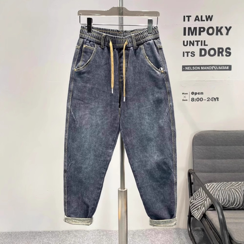Muške traperice u američkom stilu, elastične, slim-fit krojenje, vintage isprano, svakodnevne casual hlače s dozom luksuza
