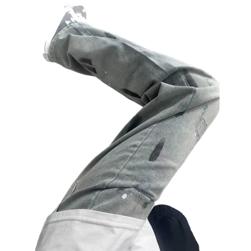 Kék Cleanfit Splash Ink férfi farmer – egyenes szárú, magas derék, karcsúsító fazon, enyhe bootcut