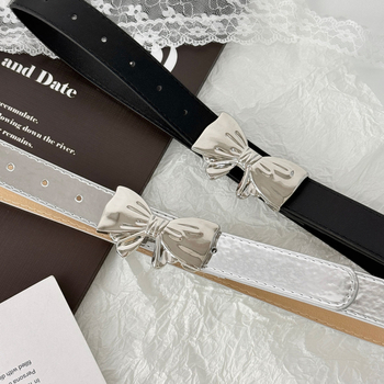 Γυναικεία ζώνη με πεταλούδα, ρετρό και ιδιαίτερο σχέδιο, απλό γλυκό στυλ, λαμπερή PU δερμάτινη ζώνη