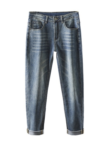 Férfi slim-fit farmernadrág denim, elasztikus, egyenes szárú, kényelmes és stílusos, mosott
