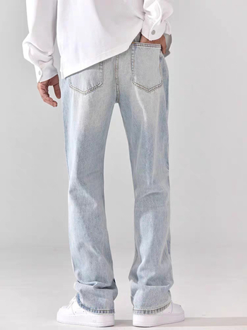 Férfi világos színű slim-fit egyenes farmer, denim, tavasz–ősz, amerikai utcai stílus, mindennapi hosszú nadrág