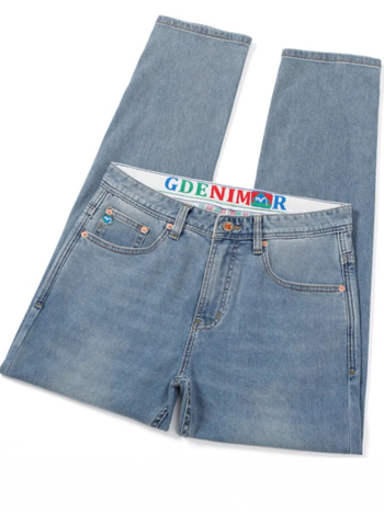 Férfi világos színű farmernadrág, slim fit, rugalmas, hétköznapi viselet, koreai stílus, egyenes szabás, kiváló minőség
