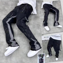 Muške traperice Splash Ink, ležernog ravnog kroja, američki retro štih, pune dužine