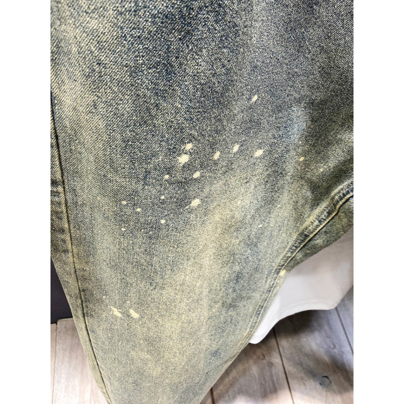 Férfiaknak szóló amerikai stílusú casual farmer, sárga iszap-festésű denim, egyenes, laza szabású, hosszú nadrágok, őszi-téli retro harém stílus