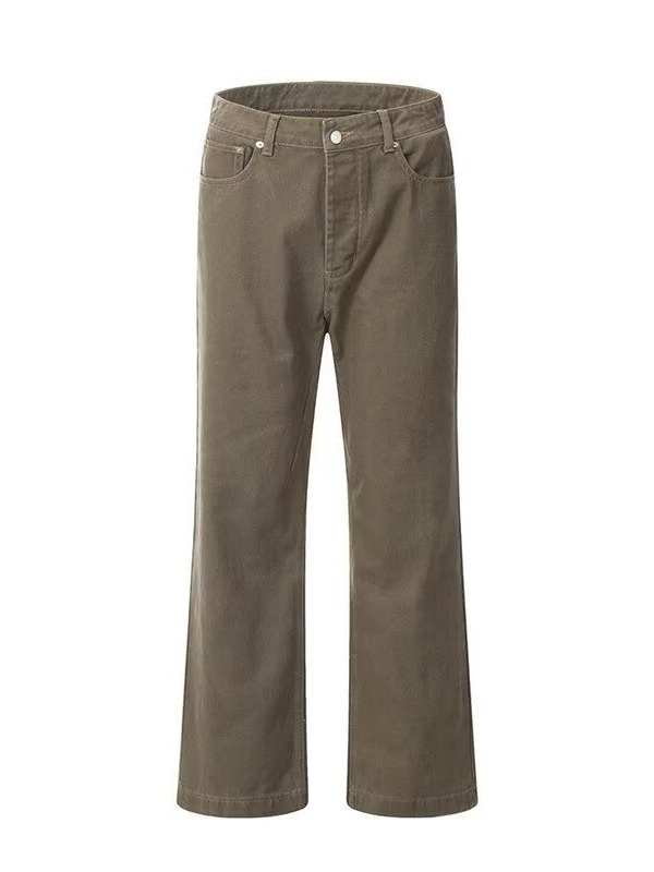 Férfiak számára egyenes szabású farmernadrág, vintage mosott hatás, amerikai casual stílus, pamutkeverék, tavasz–ősz