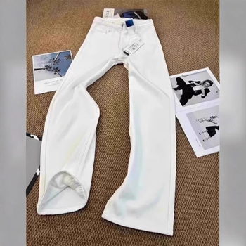 Bijele jeans Willow Leaf Scimitar za muškarce, Cleanfit, američki high street vibe, rastezljivo, slim fit, blago proširenje nogavica, proljeće i jesen