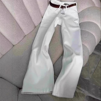 Bijele jeans Willow Leaf Scimitar za muškarce, Cleanfit, američki high street vibe, rastezljivo, slim fit, blago proširenje nogavica, proljeće i jesen