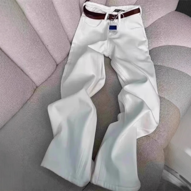 Bijele jeans Willow Leaf Scimitar za muškarce, Cleanfit, američki high street vibe, rastezljivo, slim fit, blago proširenje nogavica, proljeće i jesen