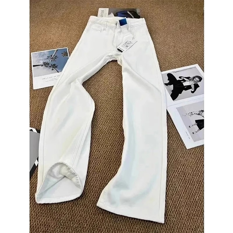 Bijele jeans Willow Leaf Scimitar za muškarce, Cleanfit, američki high street vibe, rastezljivo, slim fit, blago proširenje nogavica, proljeće i jesen