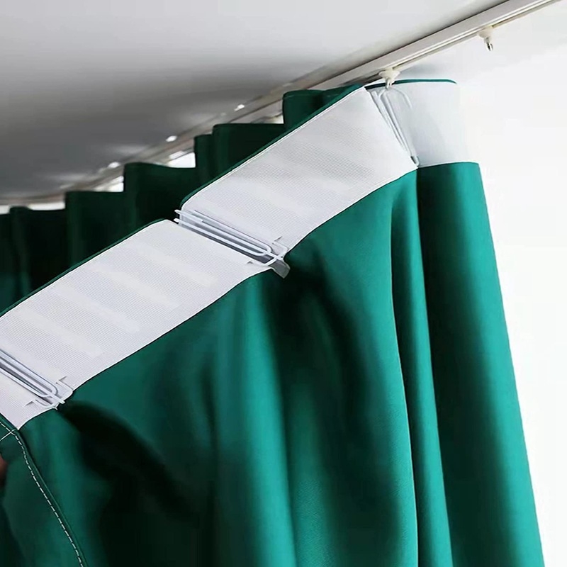 Platnena traka za zavjese, 3 m, set od 4 kom.; 8 cm debeli pojačani kuka za zavjese, dodaci pribor