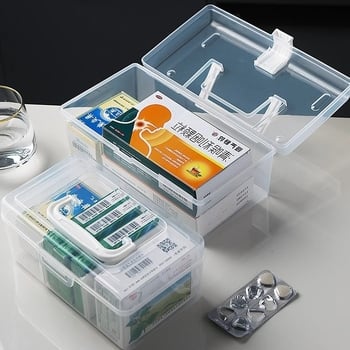 Prijenosna kutija za lijekove s 3 pretinca, plastični spremnik za kućnu medicinu