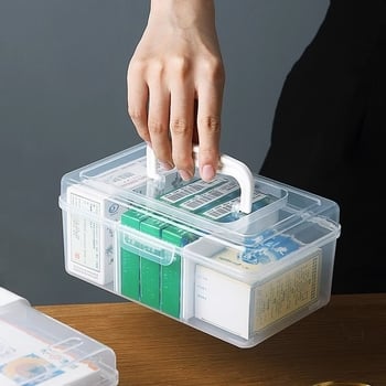 Prijenosna kutija za lijekove s 3 pretinca, plastični spremnik za kućnu medicinu