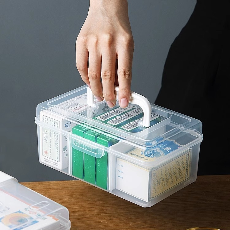 Prijenosna kutija za lijekove s 3 pretinca, plastični spremnik za kućnu medicinu