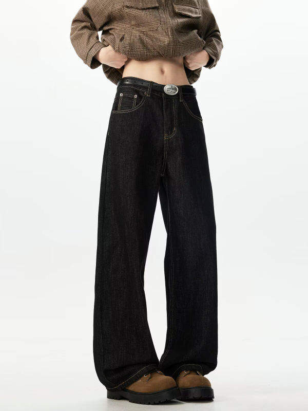 Férfiaknak tervezett amerikai street stílusú farmernadrág, 2026-os új modell, lazább szabás, retro letisztult fazon, széles vagy egyenes szárú denim