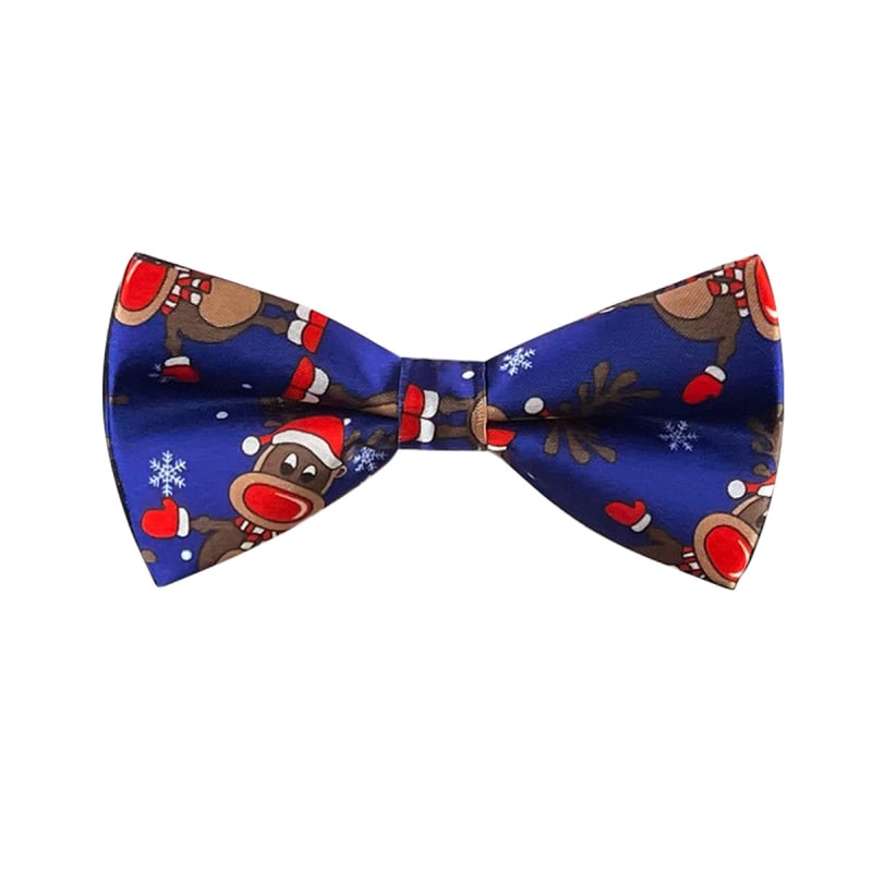 Karácsonyi díszítő csokornyakkendő gallérhoz, felnőtteknek, uniszex, Mikulás, hóember és harisnya motívumokkal