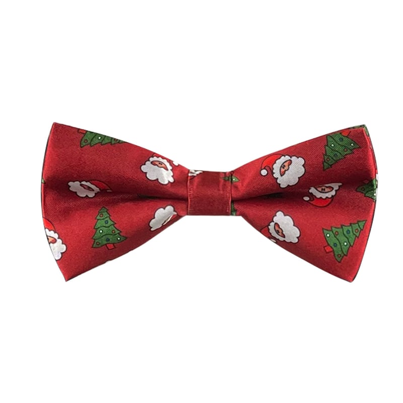 Karácsonyi díszítő csokornyakkendő gallérhoz, felnőtteknek, uniszex, Mikulás, hóember és harisnya motívumokkal