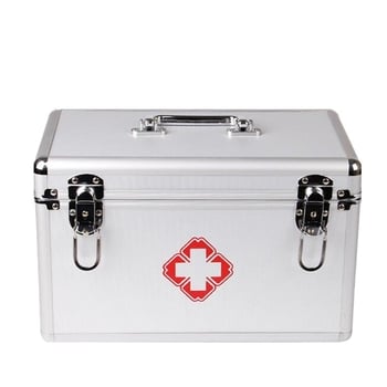 16-inčna kutija za lijekove od aluminijske legure, velika dvostruka kutija prve pomoći, prijenosna medicinska kutija za kućnu upotrebu