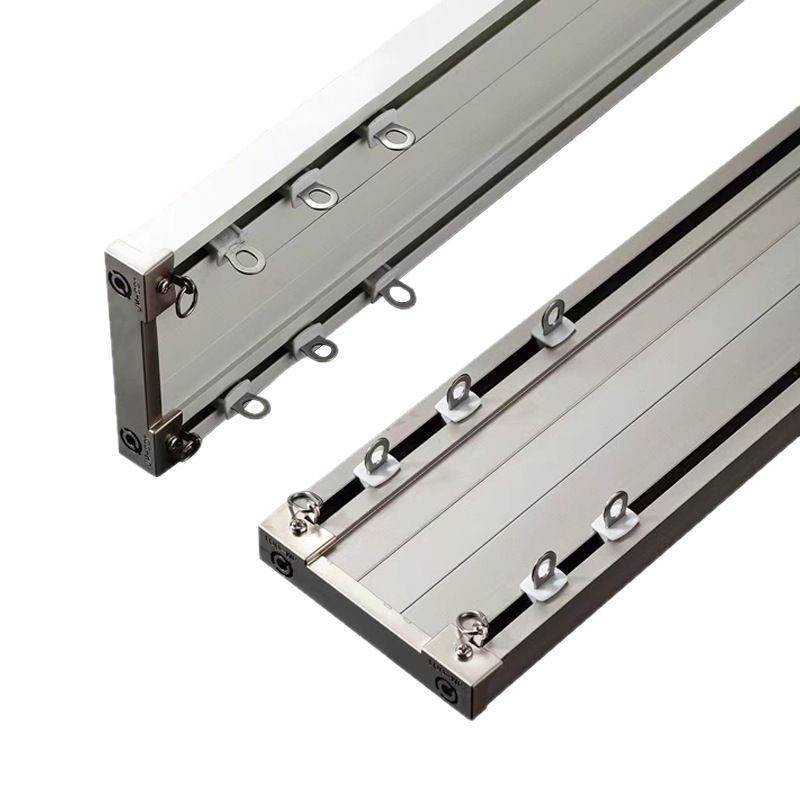 Jianmei aluminijska dvostruka šina za zavjese, tiho klizanje, integrirana metalna zavjesna šipka, stropna montaža