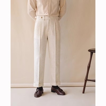 Muške hlače za jesen s ravnim krojem, elastična struka, udoban kroj, elegantan casual stil